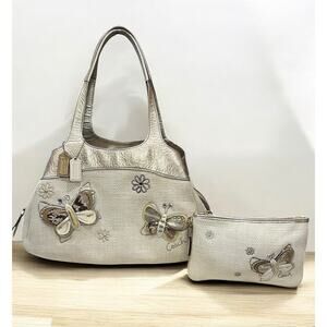 Coach F16584 Lexi Woven Butterfly Shoulder Bag & Matching Wristlet